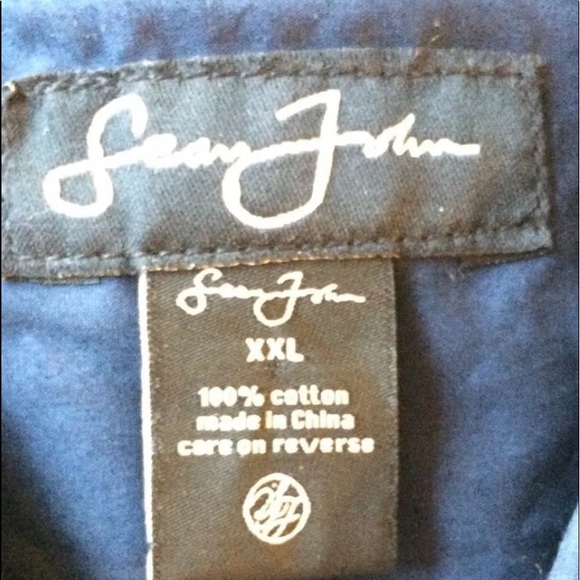 Sean Jean Men Dress Shirt Blue Long Sleeve Graphic Printed Porter XXL Cotton - Picture 2 of 12